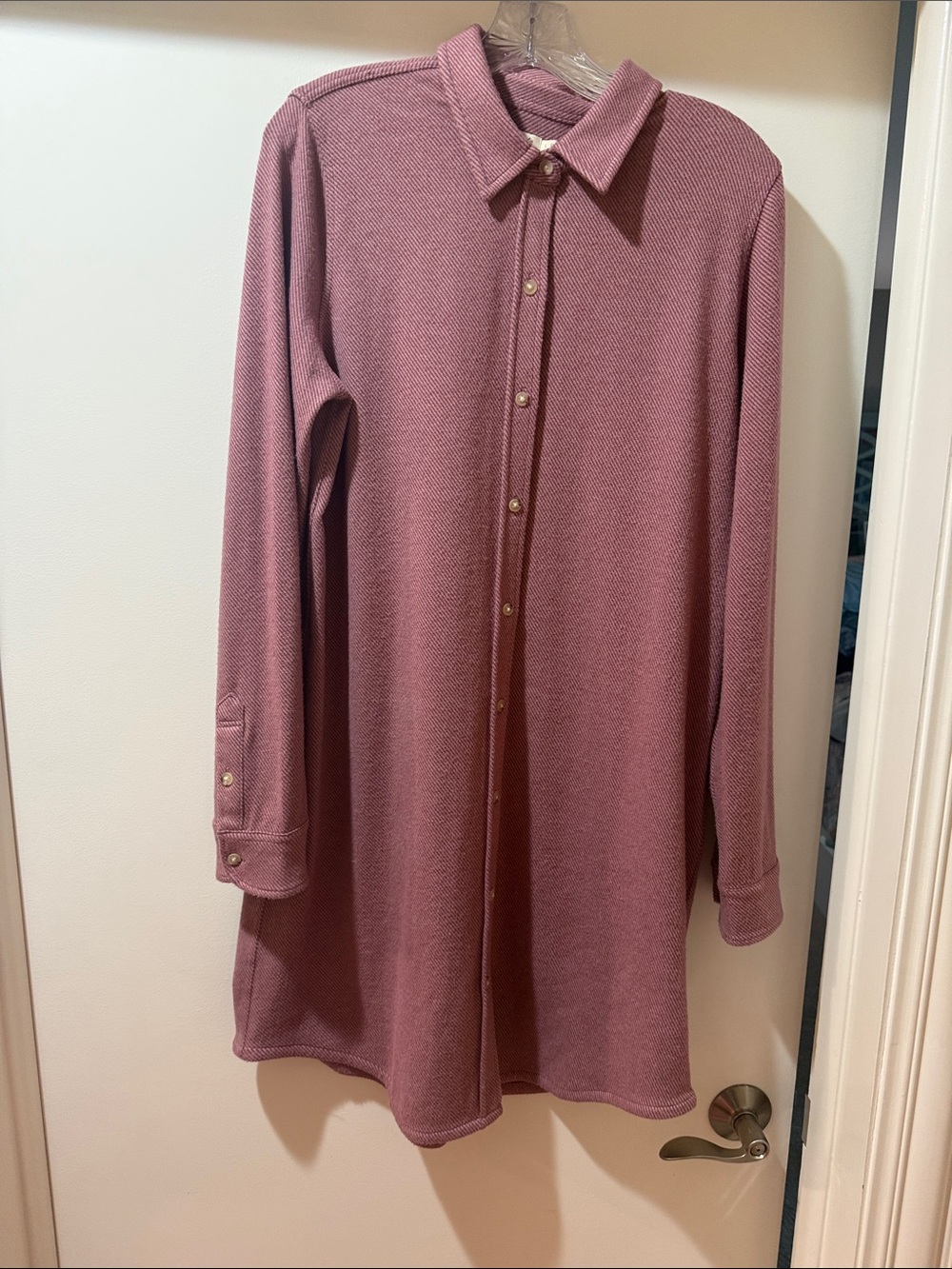 Faherty Long Sleeve Tunic Shirt Dress in Dusty Rose